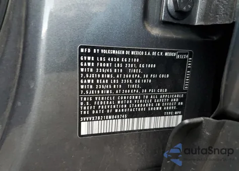 2024 Volkswagen Taos Se z USA, uszkodzony, nr VIN 3VVVX7B21RM049745